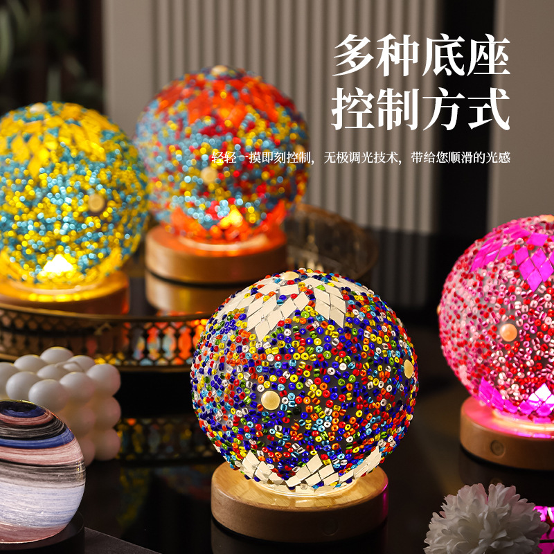 국경 간 모로코 야간 조명 ROBOVAN LE BAI 재미있는 모자이크 유리 테이블 램프 장식 선물