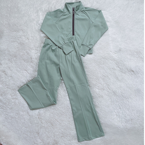 Children's dancewear new cotton-like polyester set, smog blue and mint green casual sport practice uniform, wholesale discount