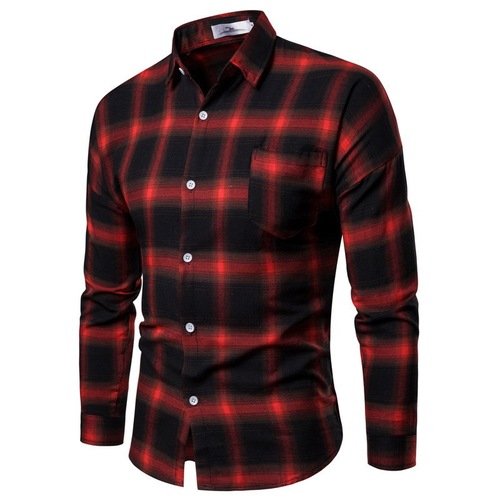 Cross-border Amazon Foreign Trade European and American Style Men's Spring/Fall New Korean-style Trendy Long-sleeved Plaid Shirt Men's Shirt