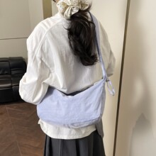 大容量肩带风褶皱日常简约饺子包休闲轻便百搭韩版女纯色斜挎包
