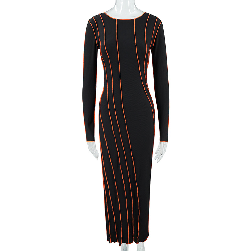 Vestido de cuello redondo acanalado con dobladillo invertido, éxito de ventas en Europa y América para otoño e invierno, ropa de mujer para comercio exterior en Amazon, venta al por mayor, dropshipping. image 10