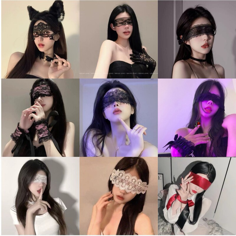 Meiziya Eye Mask Lace Sexy Veil Face Covering Halloween Accessory Set for Eye Covering and Temptation