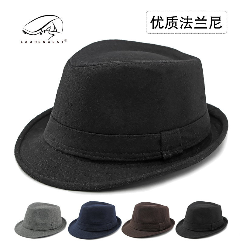 Sombrero de lana para hombre Otoño e Invierno franela simple tablero ligero sombrero bombín hombres y mujeres sombrero de jazz retro británico sombrero de caballero