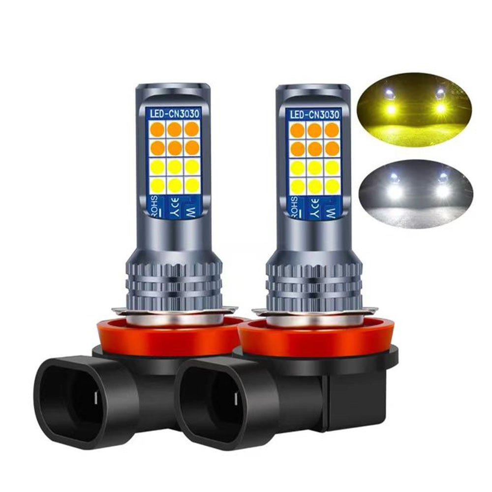 Tcyato Cross-Border Wholesale Specializes in Automotive Led Dual-Color Flashing Fog Lights H11/H8 9006/9005 H7 H4