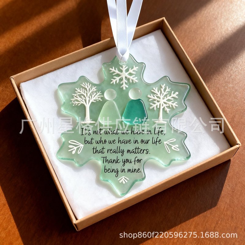 Snowflake-Shaped Sea Glass Friendship Ornament雪花形友谊挂饰|undefined