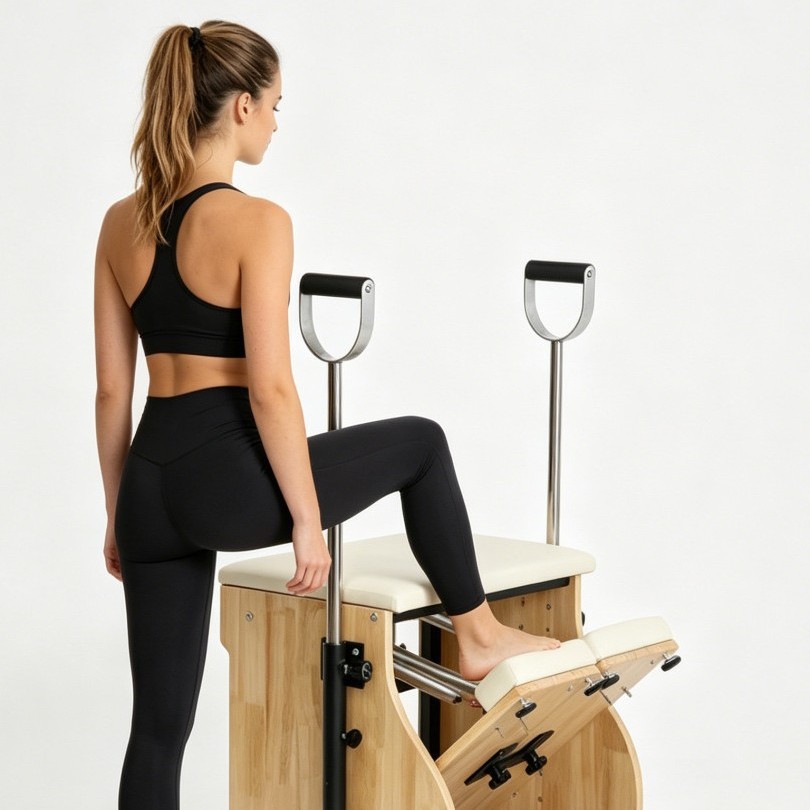 High-Quality Fitness Equipment, Oak Iron Frame Stable Step Chair, Factory Direct Supply of Fitness Equipment, Pilates Equipment