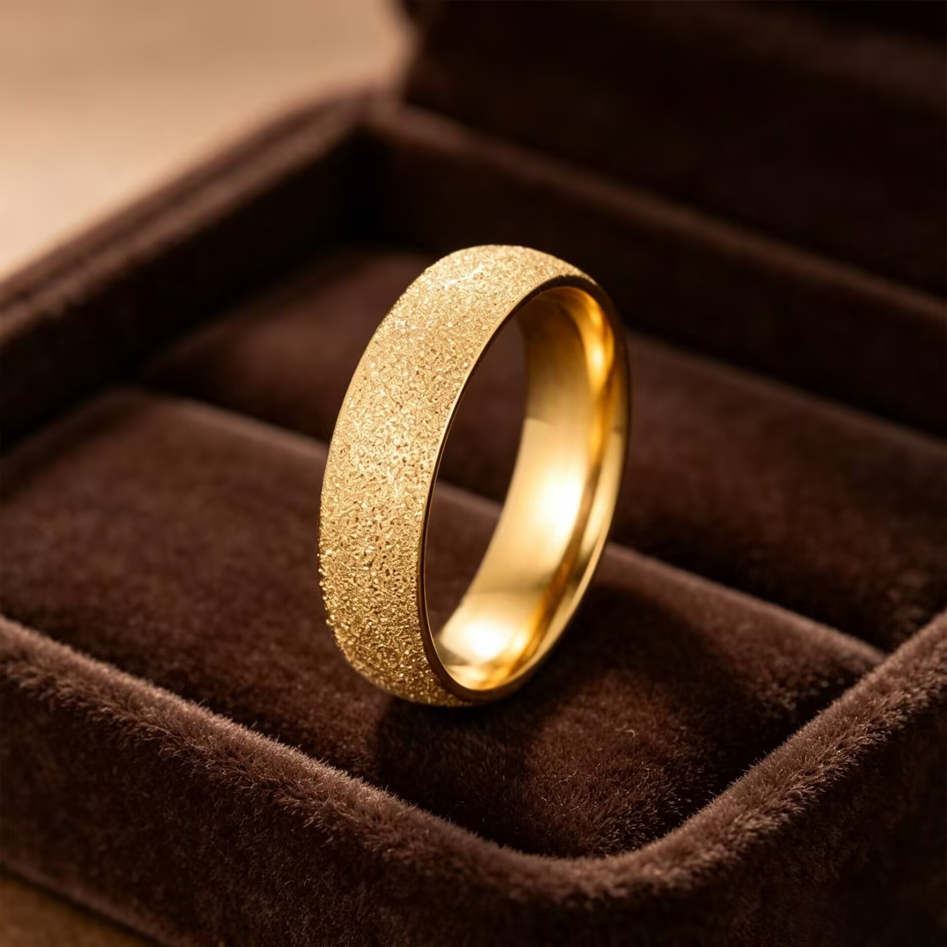Anillo de Acero Inoxidable con Acabado Esmerilado y Diseño de Estrellas, Estilo Lujoso y Moderno para Mujer, Diseño de Moda, Anillo Sencillo para Parejas image 5
