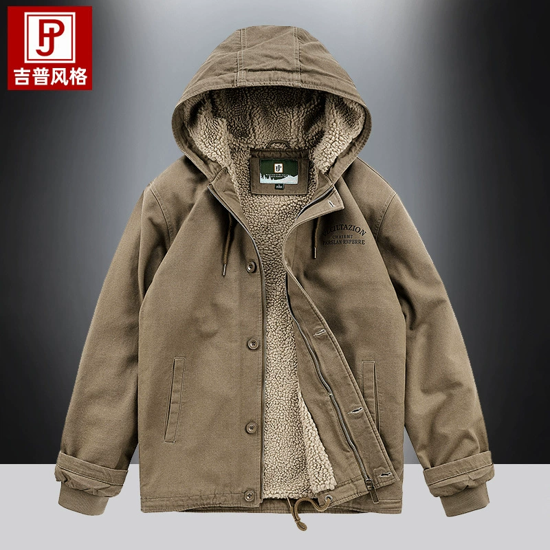 Зимнее пальто на хлопковой подкладке, Мужская стеганая куртка на флисовой подкладке, пальто из овечьей шерсти с капюшоном, мужские комбинезоны очень больших размеров, куртка на хлопковой подкладке