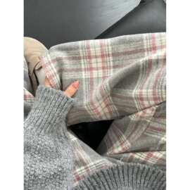 懒惰风新款女秋季韩系阔腿格子裤女休闲宽松显瘦垂感直筒裤