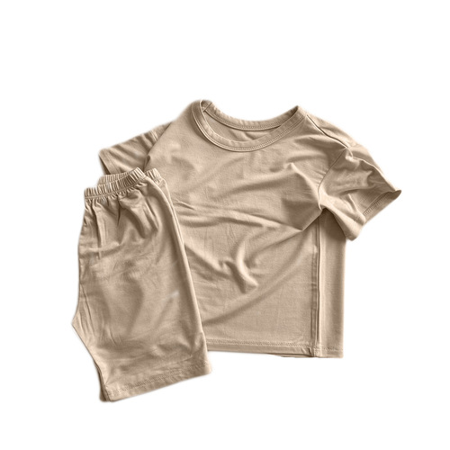 Baby clothes summer thin breathable modal round neck short-sleeved T-shirt + shorts pajamas set baby home clothes