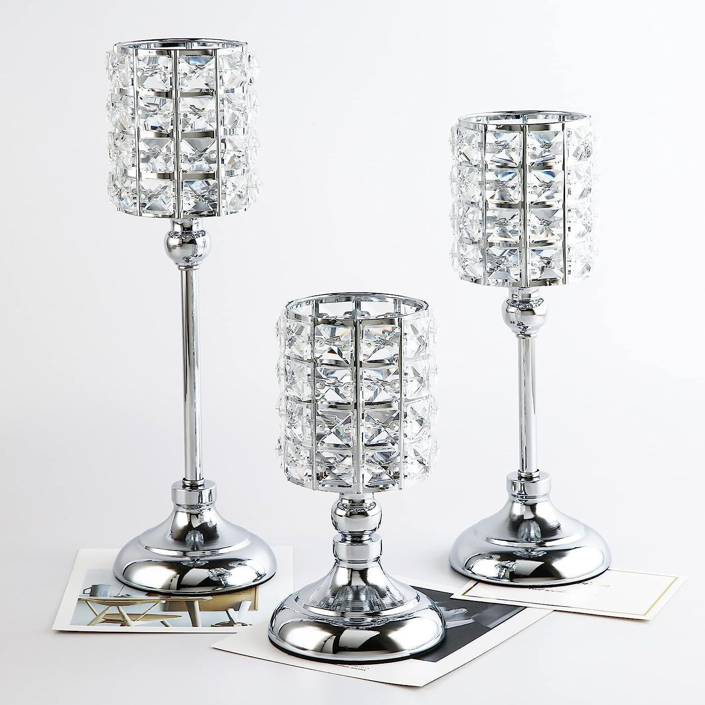 Europa lujosa candelabros de cristal transfronterizos adornos para el hogar accesorios de cena de velas de boda y venta directa de hierro forjado