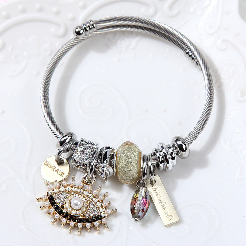 Cross-border European and American DIY beaded evil eye Turkish eye stainless steel Devil eye bracelet bracelet bracelet