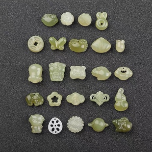 Xinjiang Hetian Jade Small Accessories Dripping Lotus Sunflower Ruyi Lock Tiger Rabbit Pig Cattle Pendant Bracelet Accessories