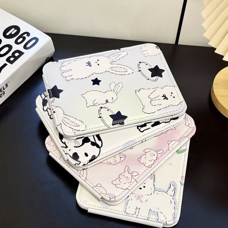 Diseño original conejo plegable maquillaje espejo estudiante dormitorio mujer vestidor espejo escritorio portátil hogar