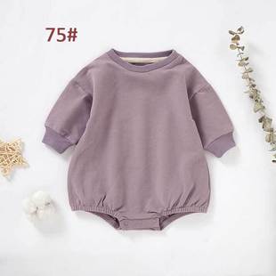 Foreign Trade Baby Sweatshirt Organic Cotton Small and Medium-Sized Children's Terry Cloth Crawling Clothes Baby Jumpsuit Ins Crawling Clothes