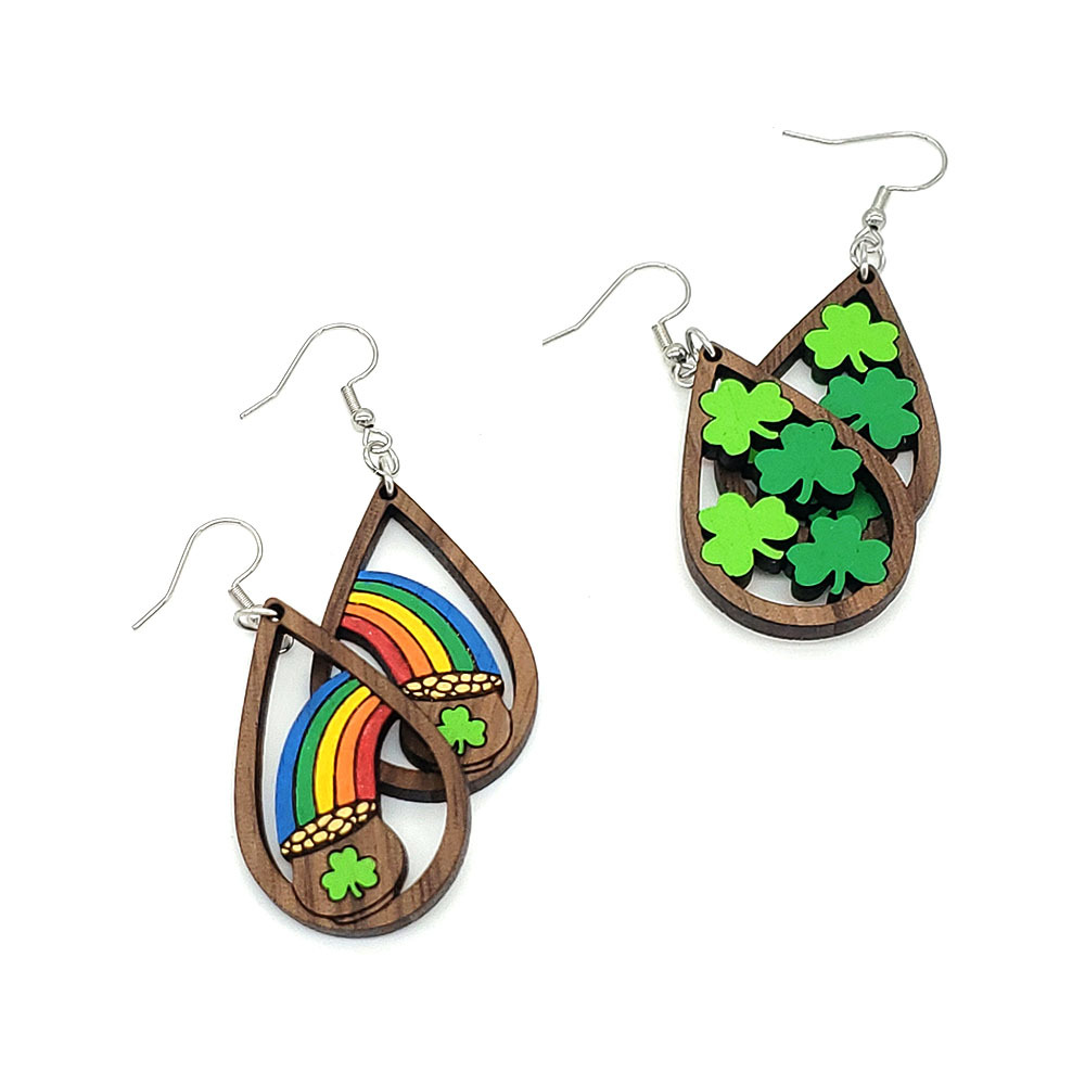 wooden rainbow earrings for St. Valentine's Day
