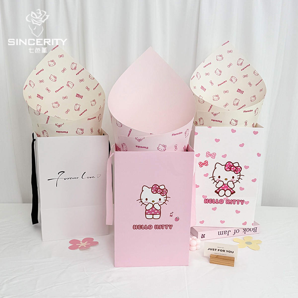 Siete colores cordier Kitty bolsa de regalo bolsa de regalo de dibujos animados bolsa de flores bolsa de regalo DIY serie de helados