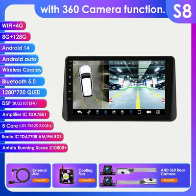 DVD Navigation — Gps Bluetooth Reversing Camera - with-360-camera-8128g-wifi4g-lte-version-7862-carplay-eight-core-9inch-suitable-for-dacia-duster-3rd-generation-2024-2026-low-configuration