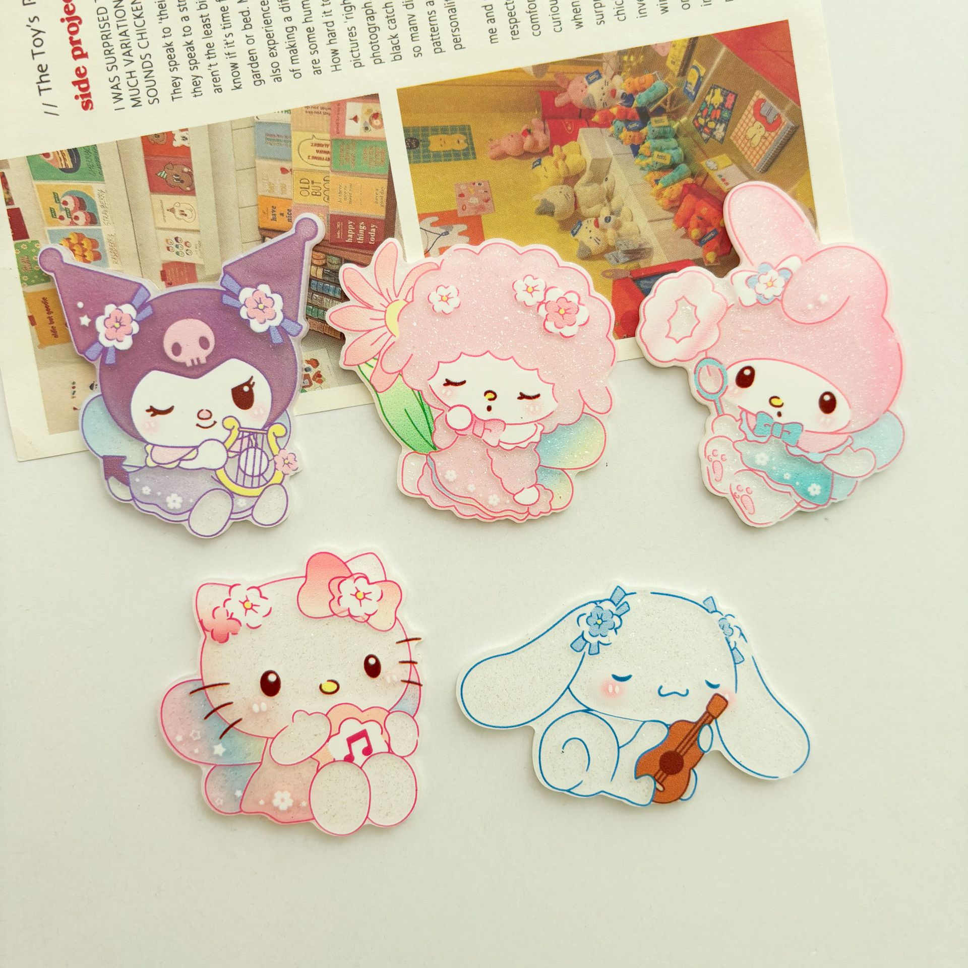 [큰] 아크릴 귀여운 음악 도서관 lomi sanrio 패치 diy 머리핀 브로치 보석 작은 액세서리