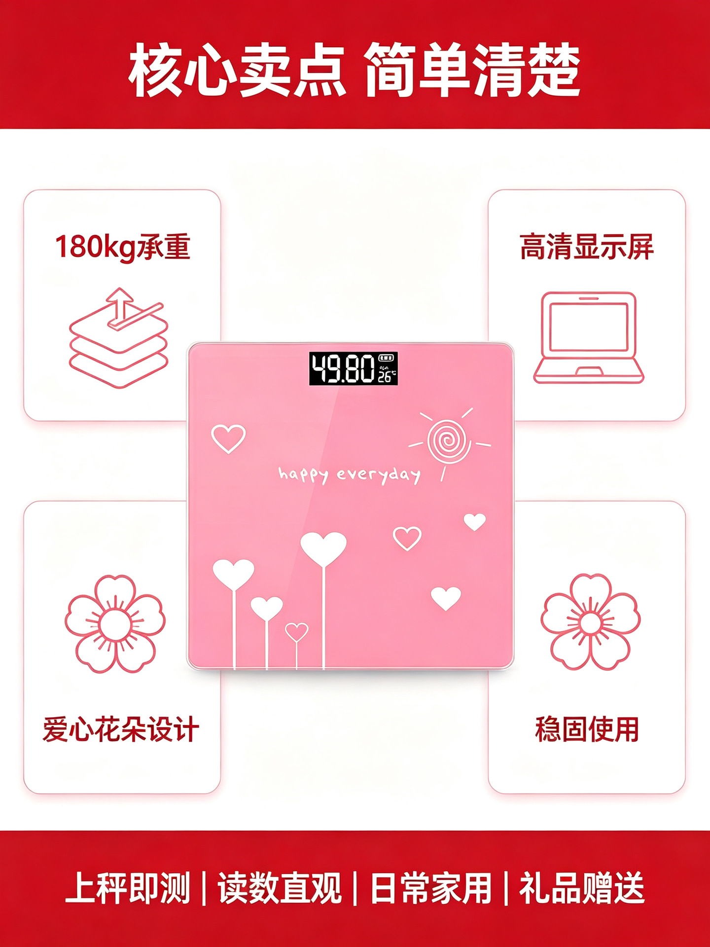 Bluetooth Body Fat Scale App Pink Household Precision Electronic Scale Dorm High-Value Rechargeable Human Scale Weight Scale