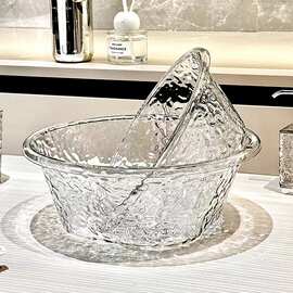轻奢高颜值水波纹加厚透明洗脸盆家用塑料脸盆宿舍洗衣洗菜盆子