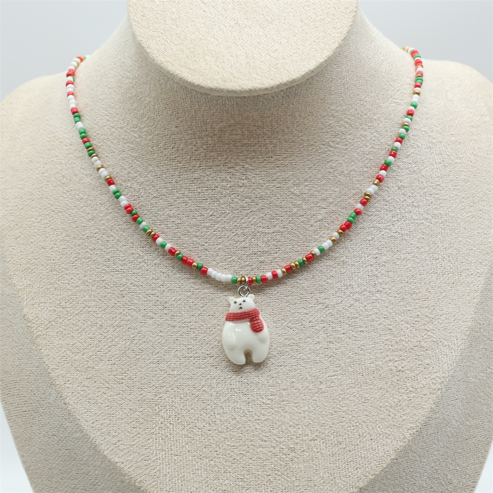 10g Weight Plastic Pendant Material Pendant Necklace Classification Seed Bead Chain Material Beaded Chain Chain Type 1 Piece Quantity Holiday, Festival Occasion Beaded, Plastic Material Christmas Festival Christmas Tree, Santa Claus, Snowflake Pattern Women's Gender Cartoon Style, Cute Style Cartoon Style Cute Christmas Tree Santa Claus Snowflake Beaded Plastic Beaded Chain Beaded Necklaces Christmas Wholesale 5