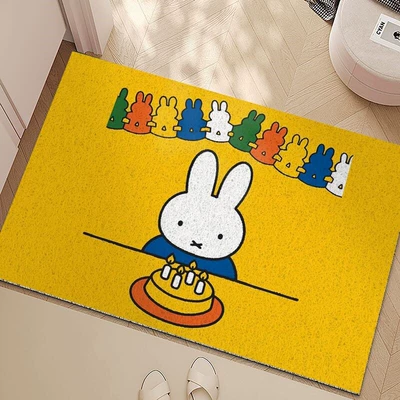 Avtomobil döşəmə paspasları — to Clean, Dust-Proof Mat for Entryway - miffy-rabbit-birthday-cake-4060cm-silk-circle