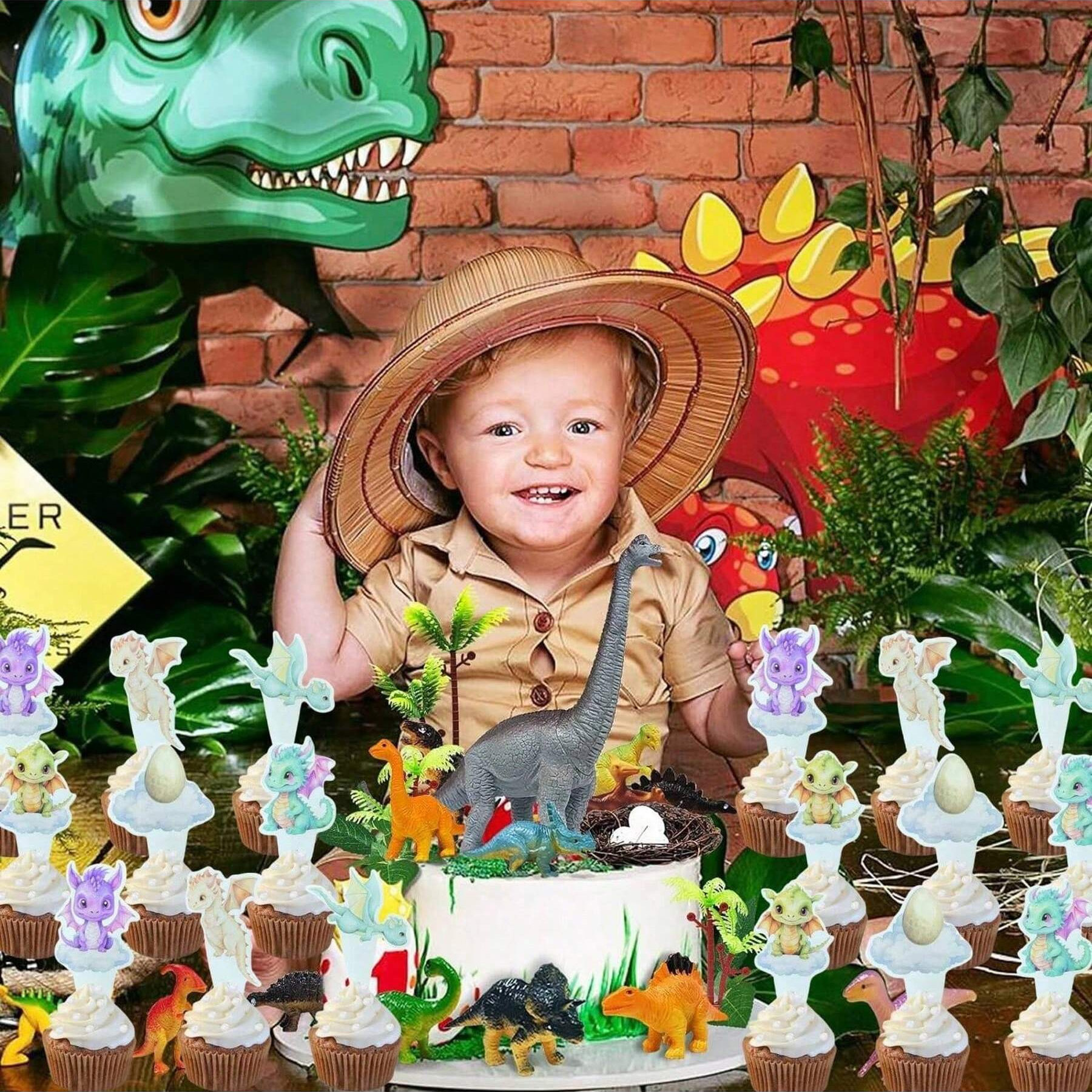 New Dinosaur Cake Insert Birthday Baking Cake Decoration Plug-in Birthday Holiday Party Decoration Supplies