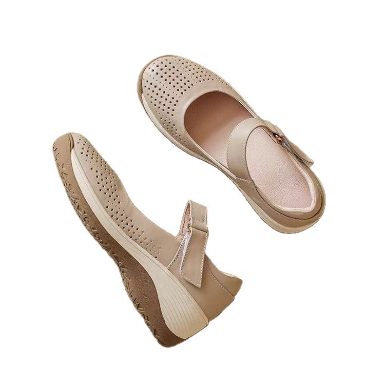 Baotou sandalias para mujeres 2026 verano nuevo estilo de estilo exterior coreano variedad suela gruesa aumentó muffin agujero de aire agujero de zapatos