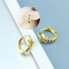 Cute small golden earrings, shiny zirconium, European style, internet celebrity