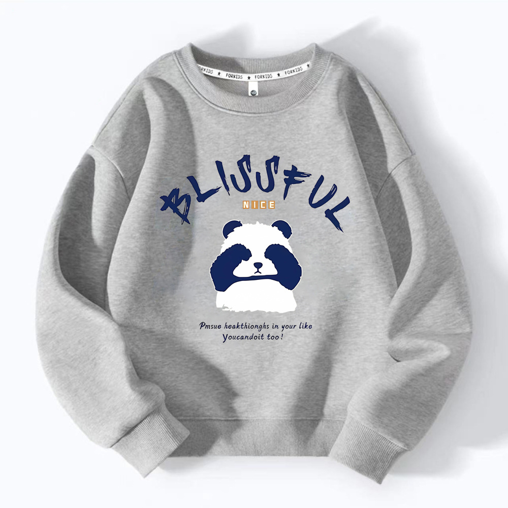 原創潮牌小熊貓男童女童休閒衛衣春秋款重磅精梳棉長袖打底上衣潮