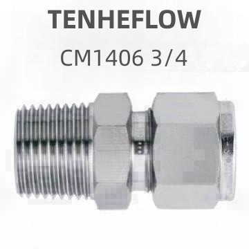TENHEFLOW不锈钢卡套接头精密卡套直通接头螺纹快装CM1406 3/4