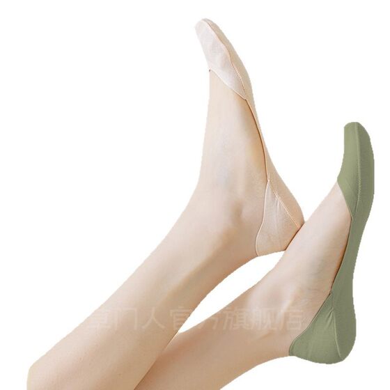 Ice Silk Boat Socks Women's Summer Thin Invisible Shallow Mouth Shoes Socks Cotton Non-slip High Heel Socks Women's