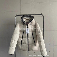 冬季跨境新款蒙家男女同款棉服时尚字母刺绣加厚保暖连帽羽绒外套