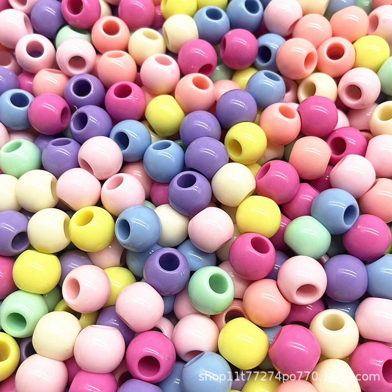 6-16 ミリメートル大穴ラウンドビーズマカロンカラーアクリルビーズ子供の DIY 手作りビーズ素材キャンディーカラーダスティングビーズ|undefined