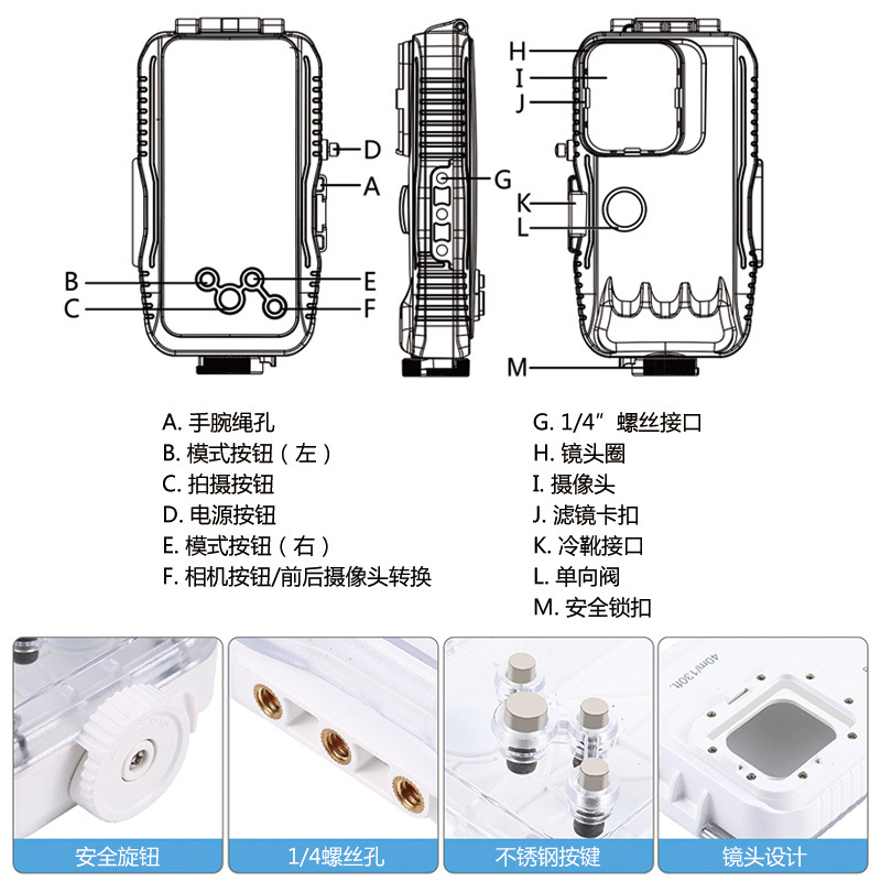 Funda de buceo PULUZ Fat Cow para Apple iPhone 16/15 Pro Max, 40m, sellada e impermeable.