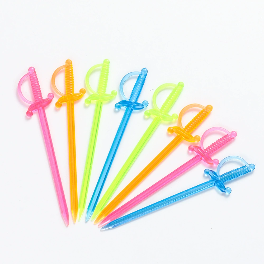 В наличии оптом Новый Меч Фламинго фруктовый знак пластиковая вилка Кондитерская вилка многоразовая фруктовая булавка