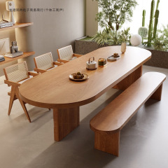 简约现代实木餐桌设计师家用休闲会客接待饭桌民宿风实木餐厅桌子