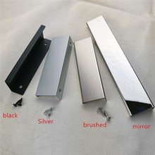 Black Silver brushed mirror Hidden Cabinet Handles Stainless