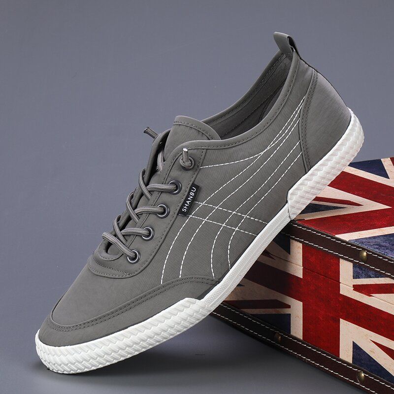 Herren Freizeitschuhe Aus Canvas Schnürschuhe Atmungsaktiv Leicht_voghion.com
