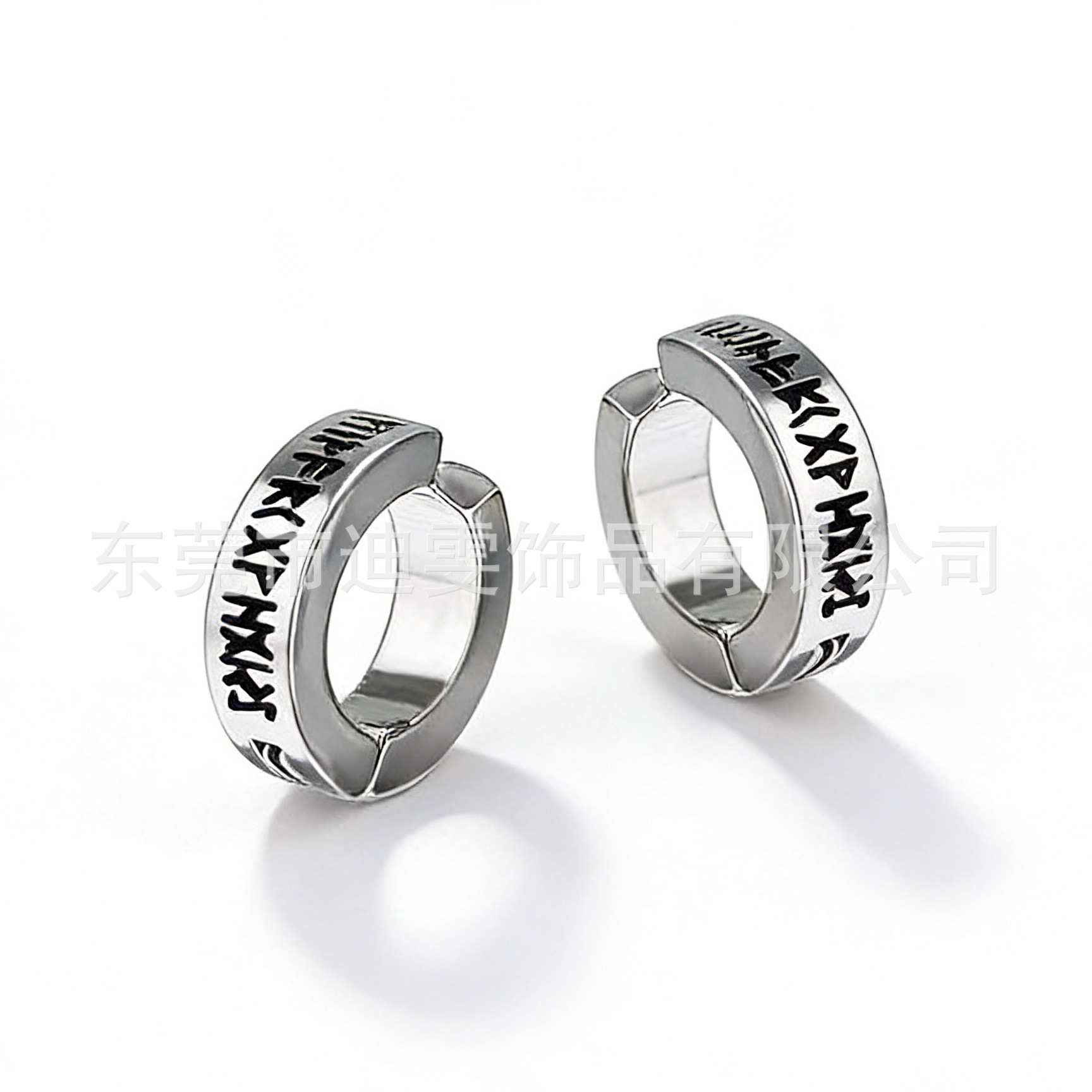 Men's Fashion Rune Ear Clips Stainless Steel Letter High-End Style Non-Pierced Earrings Accessories Wholesale