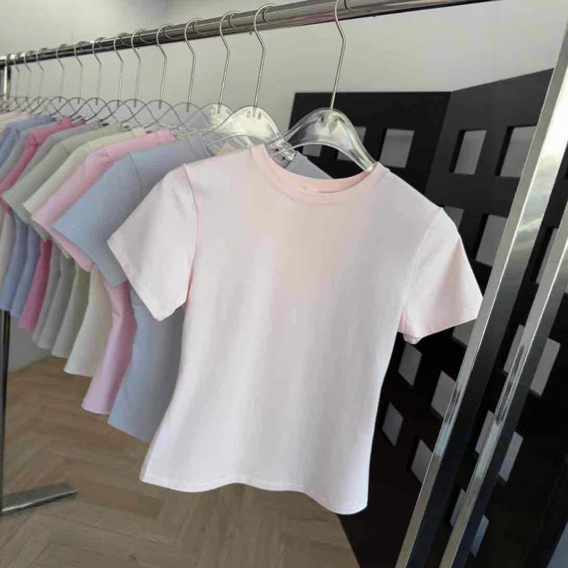High-Quality Matching Skims Kardashian 26 Autumn New Color Lake Blue Slim-Fit Short-Sleeve T-Shirt Base Layer