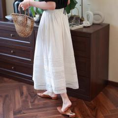 深セン2025年婦人服高級ファッション新作重刺繍麻裾レース万能スカート爽やか