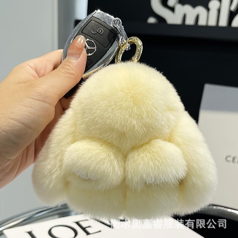 Real Rex Rabbit Fur Little Bunny Pendant Cute Dead Bunny Decoration Bag Ornament Car Keychain Adorable Rabbit