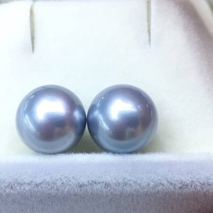 Natural Seawater Tahitian Platinum Gray 11-12mm Perfect Round Strong Light with Slight Flaws