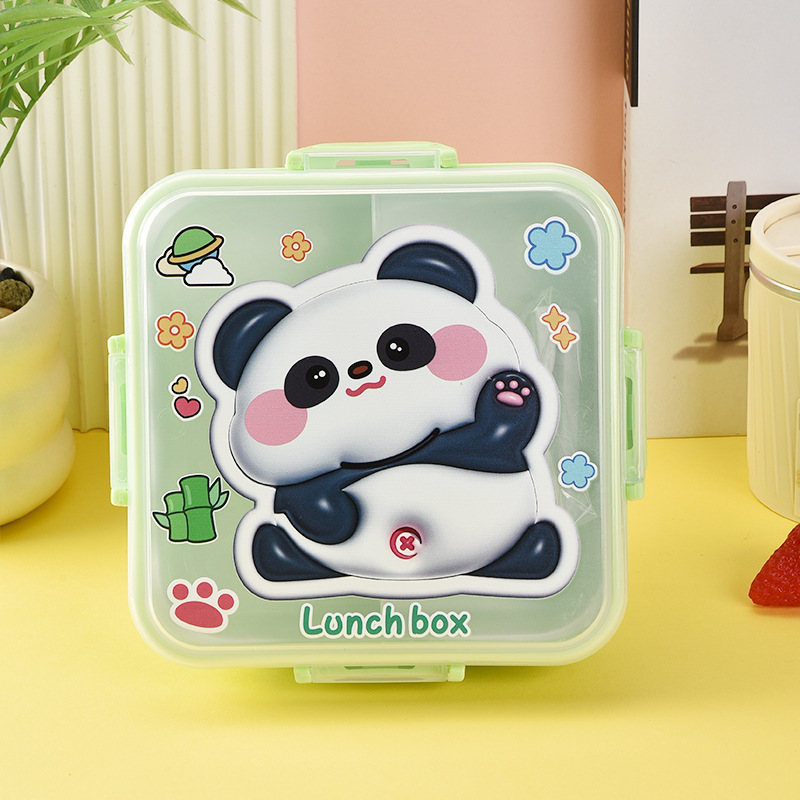 卡通动漫餐盒方形双层分格可爱饭盒幼儿园小学生便携式密封午饭盒|undefined