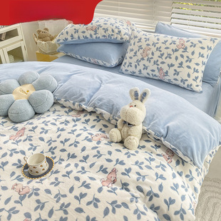 Southern Life Milk Fleece Quilt Cover Single Piece Winter Thickened Double-Sided Coral Fleece Warm Children's Quilt Cover Single Student