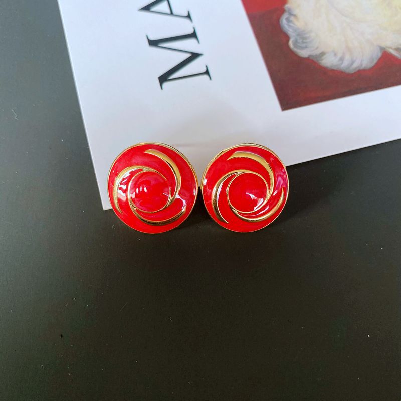 Boucles D&#39;oreilles Fantaisie En Émail Rouge display picture 7