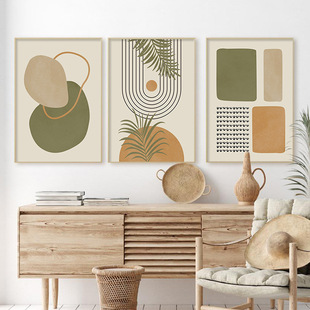Simple Nordic Morandi orange abstract line art poster living room decorative painting core modern geometric hanging painting