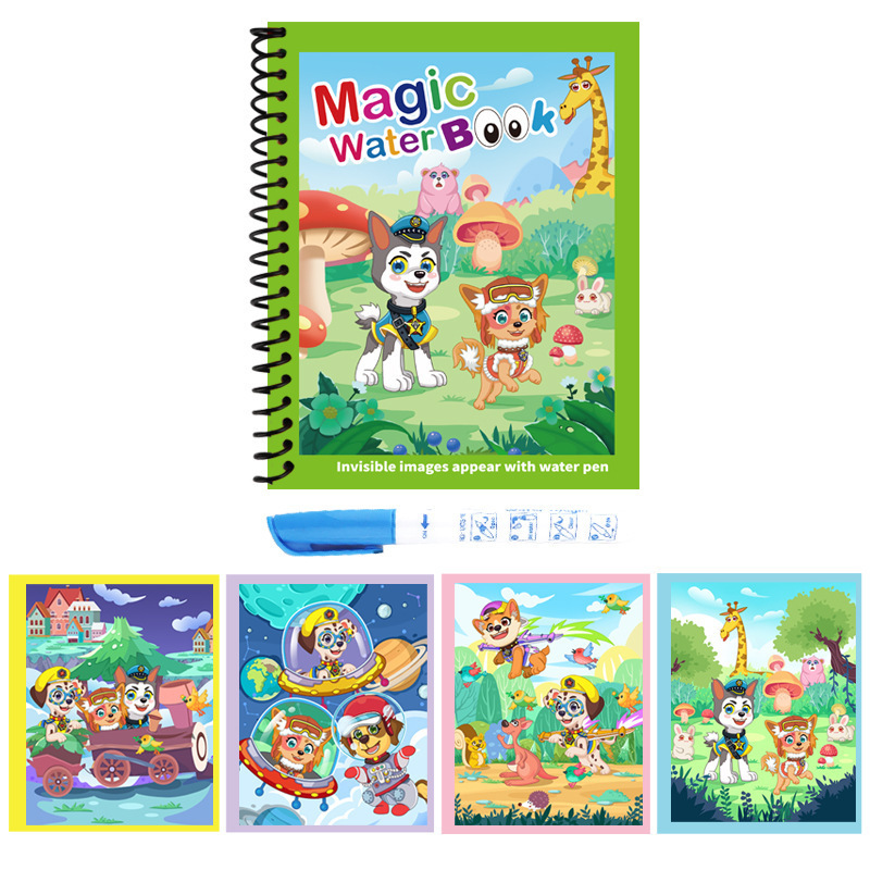 子供用魔法の水彩画帳、落書き帳、ペン付きの厚みのある絵、水に浸して描く、幼稚園の男の子と女の子|undefined
